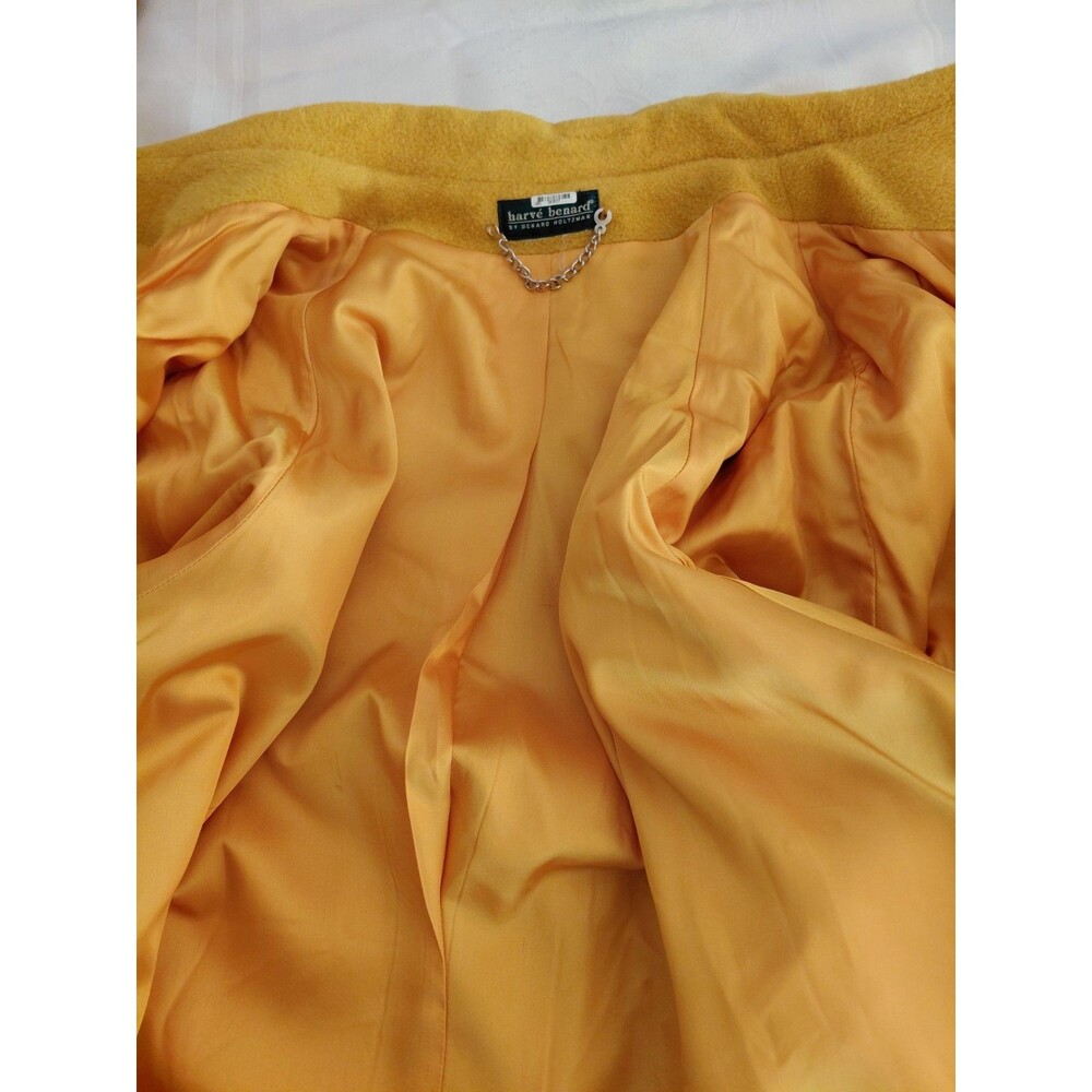 Vintage Harve Bernard Long Mustard Yellow Coat Womens sz L Retro - Picture 5 of 5
